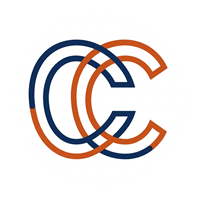 Nuevo isotipo de Código y Contexto con las letras en azul y naranja entrelazas